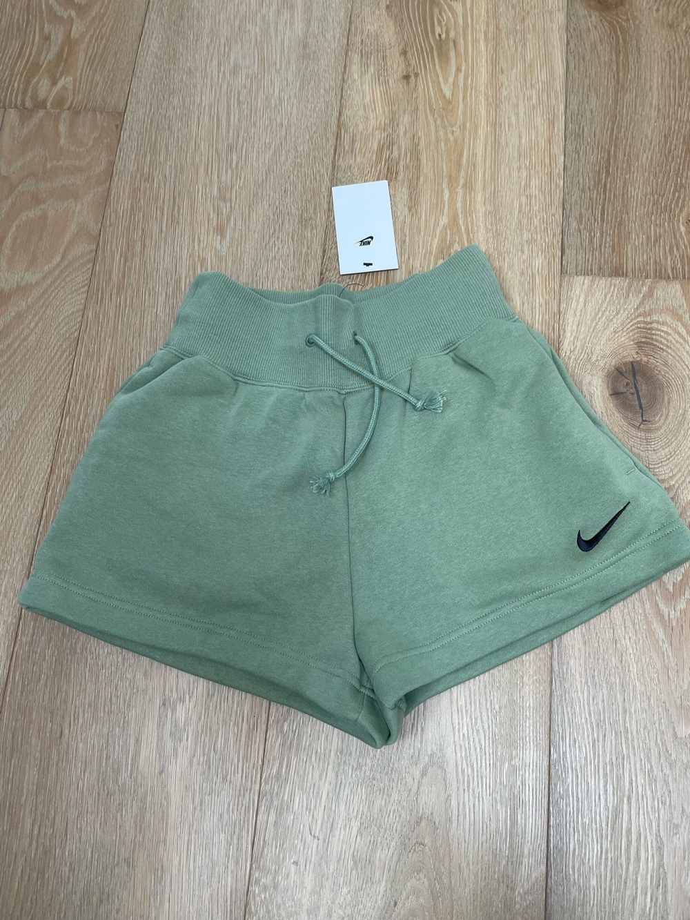 NWT Nike Women's Sage Green Fleece Drawstring Shorts size XS